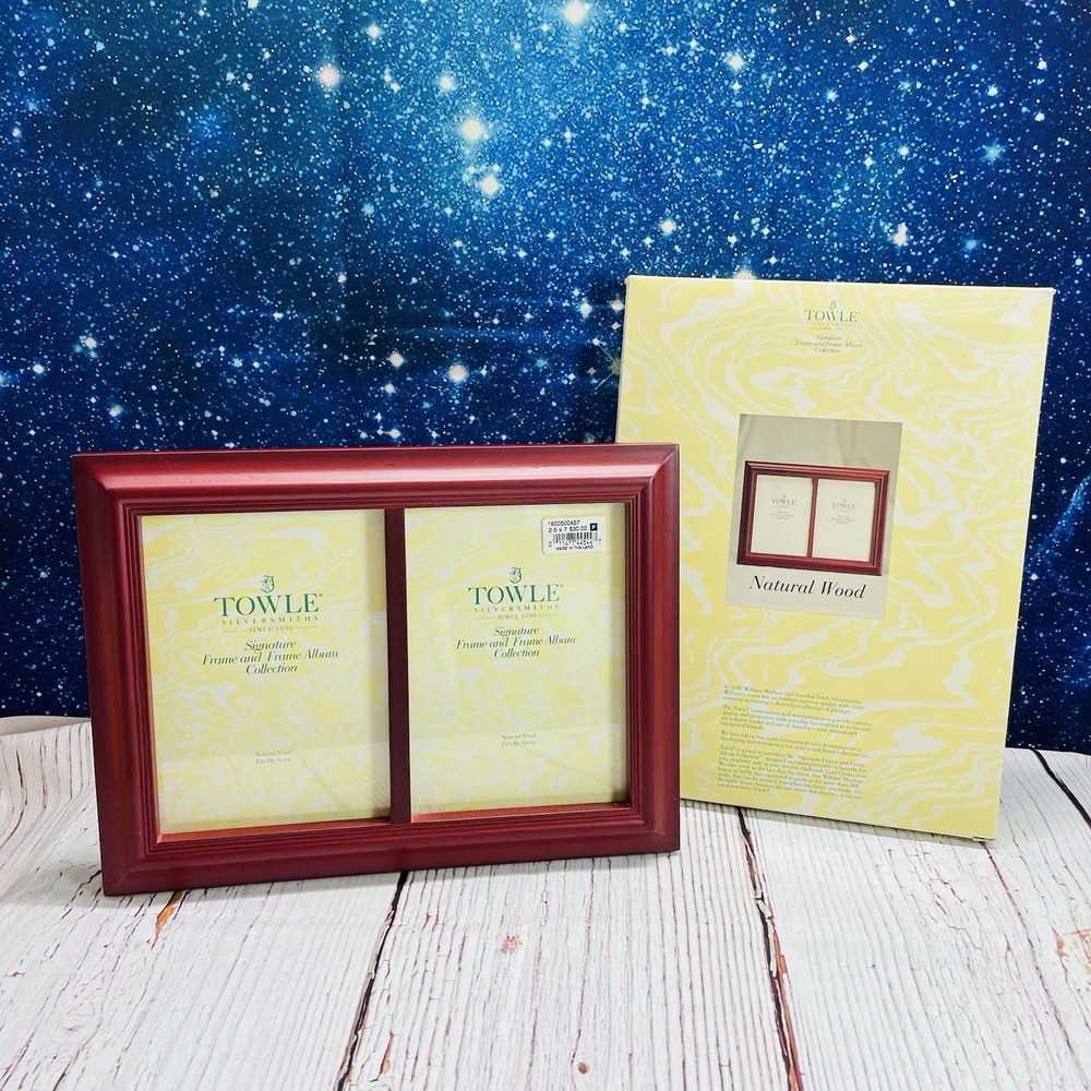 Towle Silversmiths Natural Wood Double 5x7 Picture Frame Signature Collection